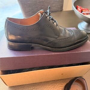 Johnston & Murphy Black Leather Brogue Oxfords